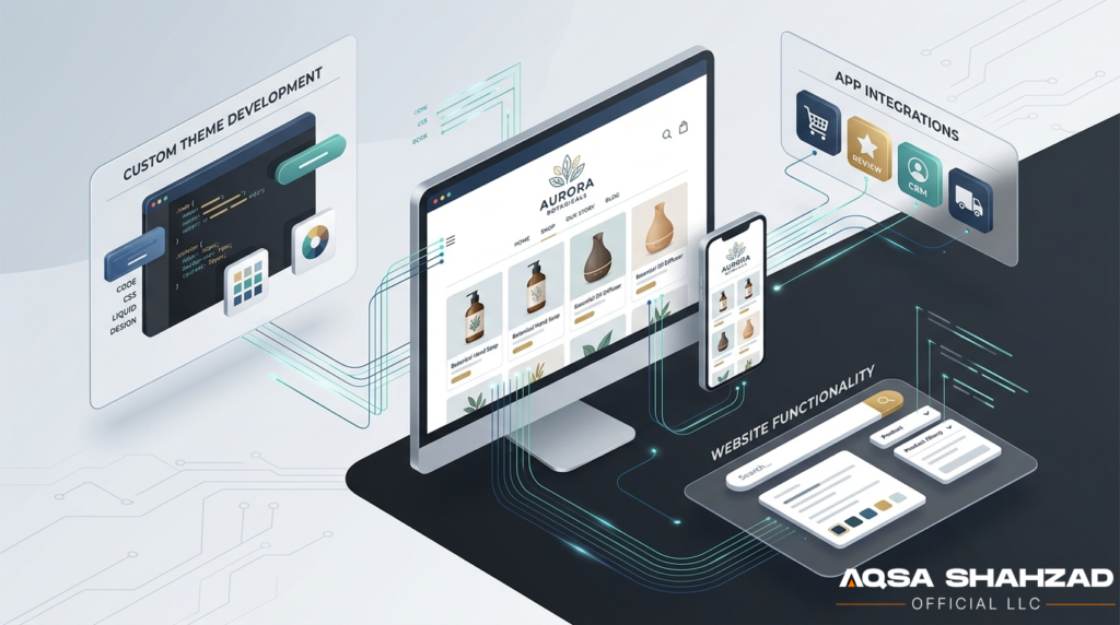 Custom Shopify theme development and app integrations