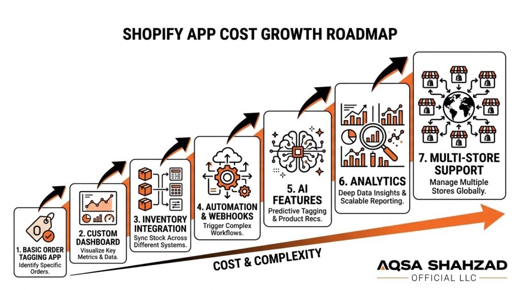 How Shopify app development costs increase as more features are added