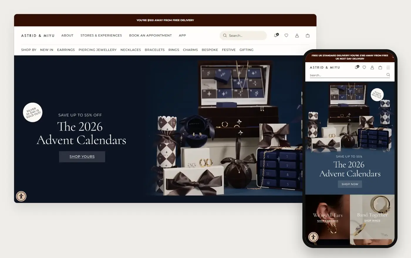 Astrid and Miyu's Shopify store homepage on desktop and mobile, captured on 10 October 2026
