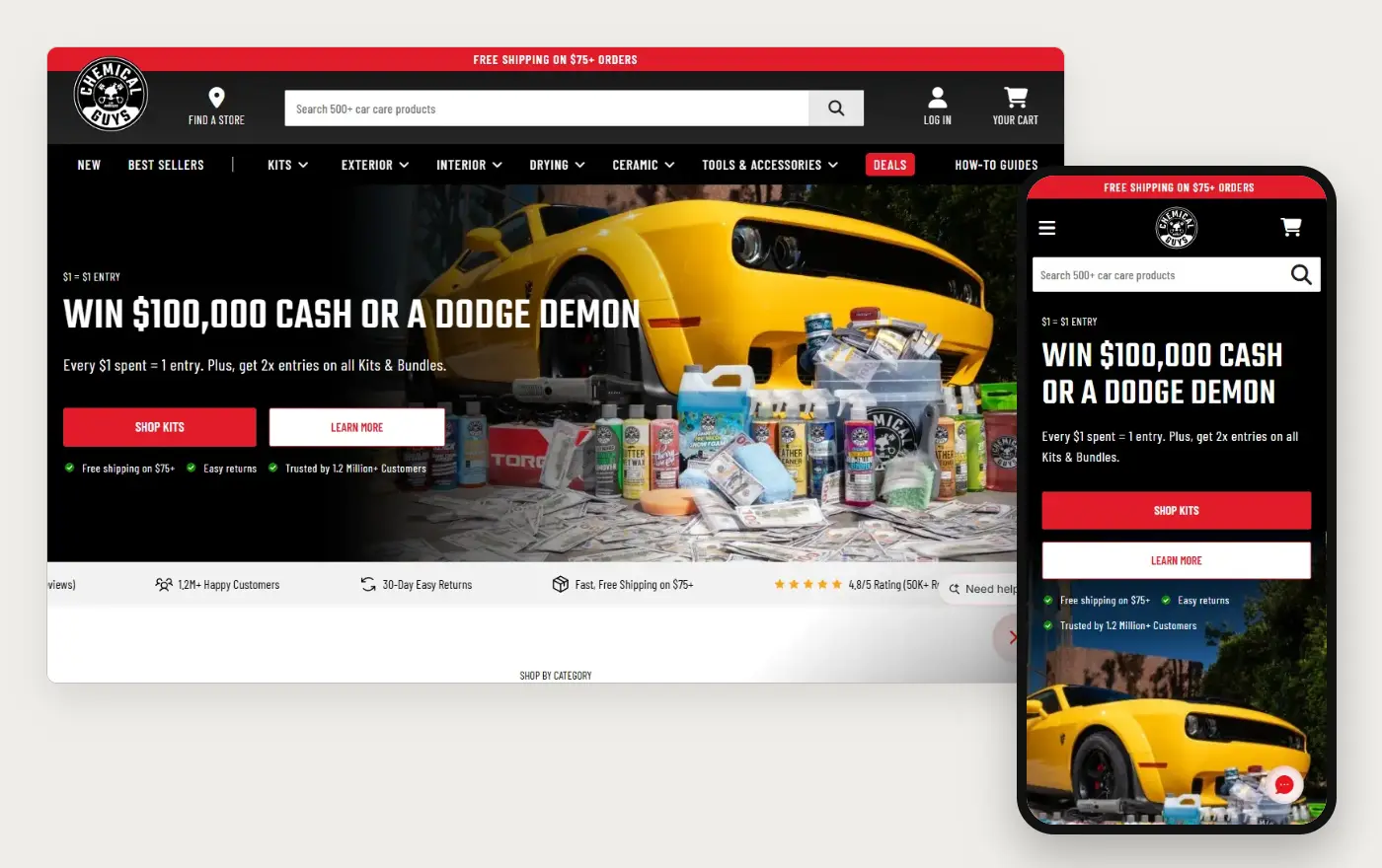 Chemical Guys homepage on a laptop and a phone, 19 October 2026