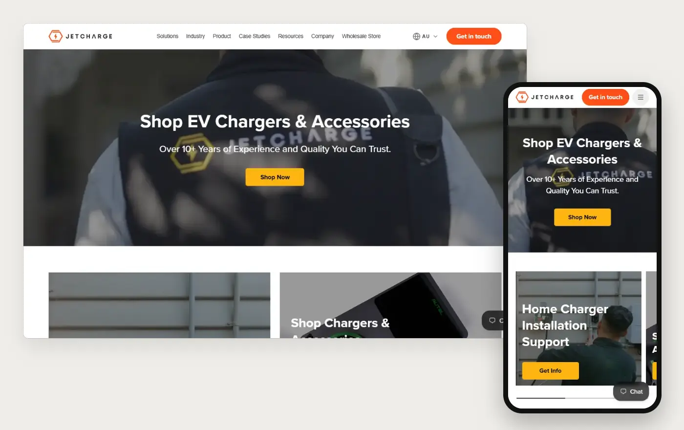 Jet Charge homepage on a laptop and a phone, 19 October 2026