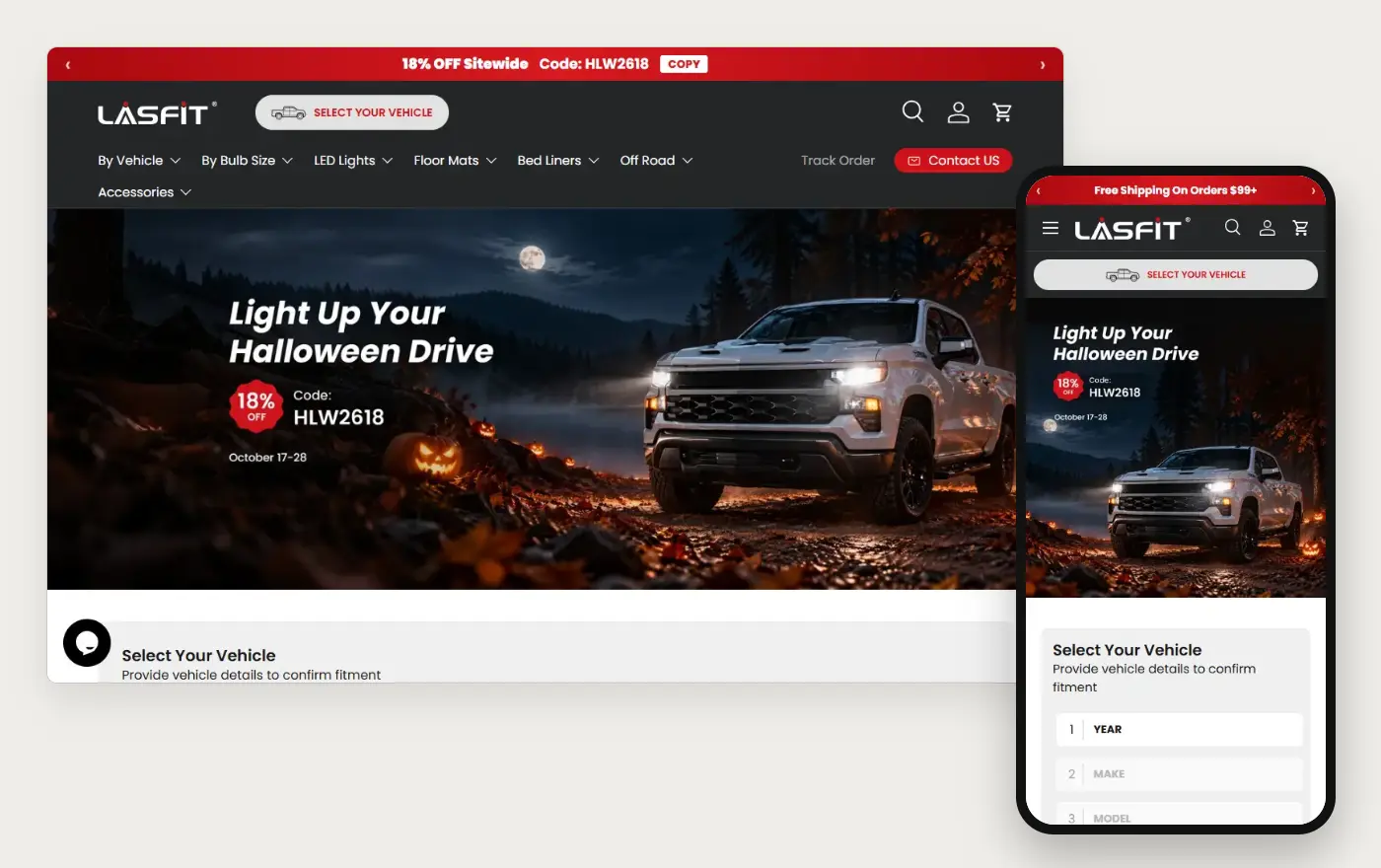 Lasfit homepage on a laptop and a phone, 19 October 2026