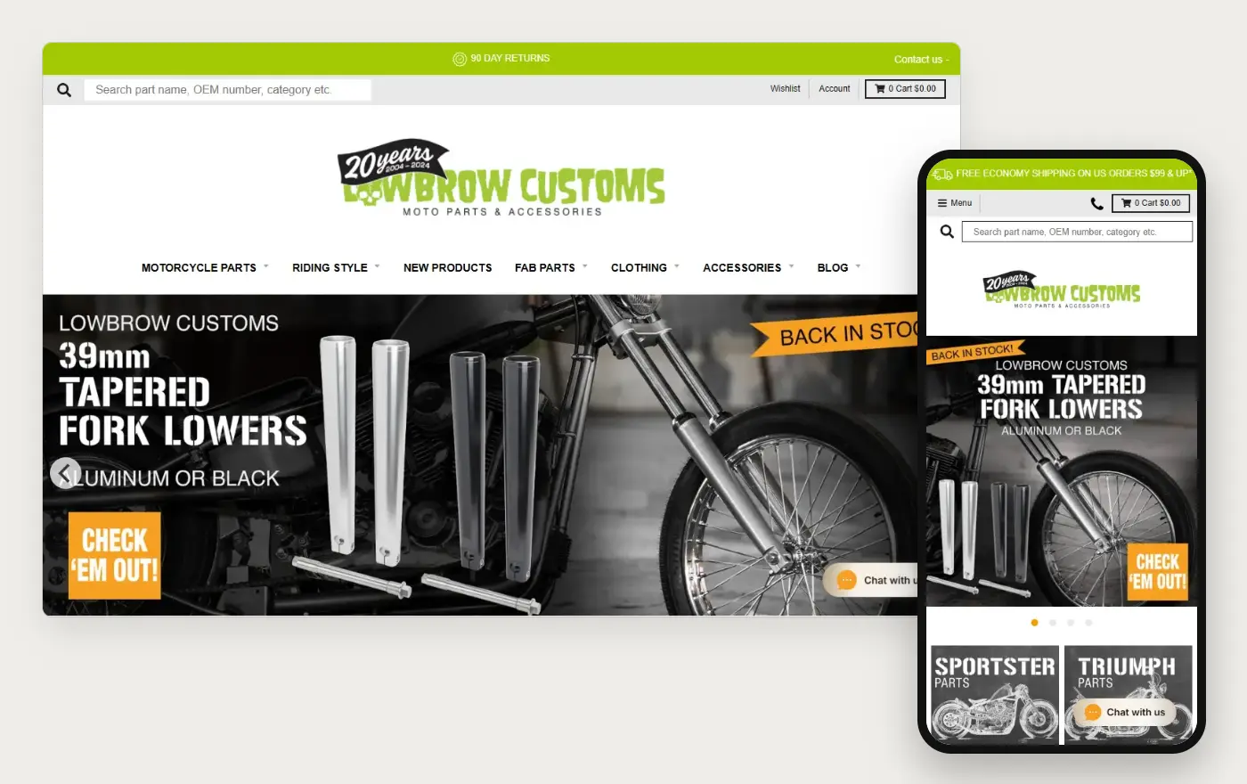 Lowbrow Customs homepage on a laptop and a phone, 19 October 2026