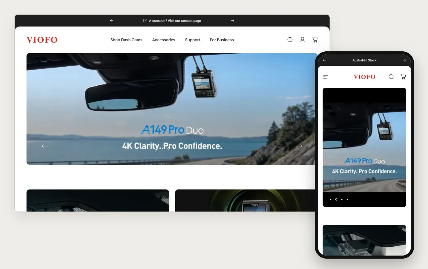 VIOFO Australia homepage on a laptop and a phone, 19 October 2026