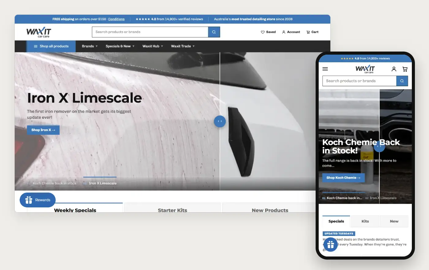 Waxit homepage on a laptop and a phone, 19 October 2026