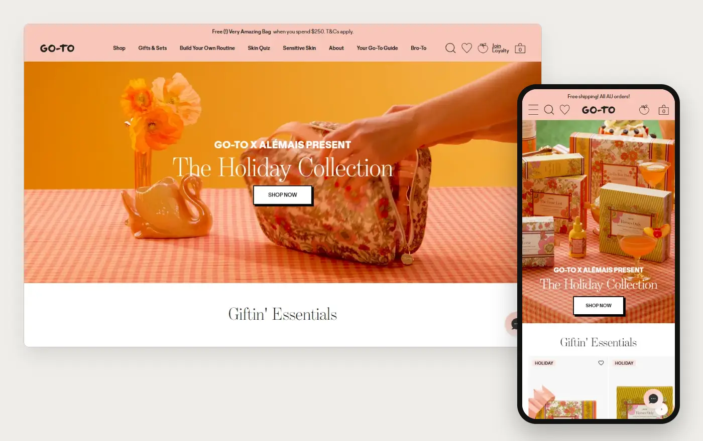 Go-To Skincare storefront, desktop and phone views captured 20 October 2026