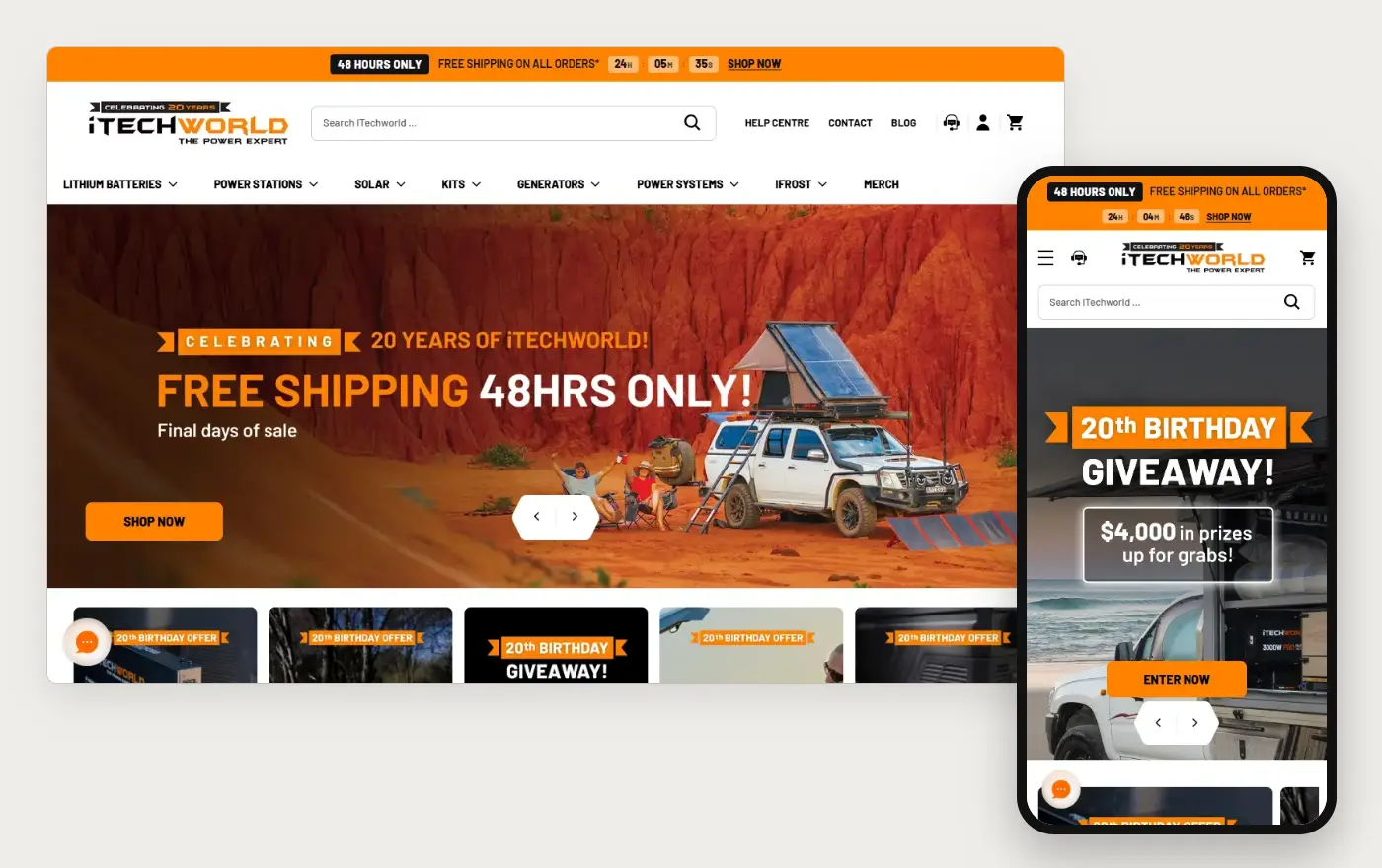 Laptop and phone views of the iTechworld Shopify homepage, 19 October 2026