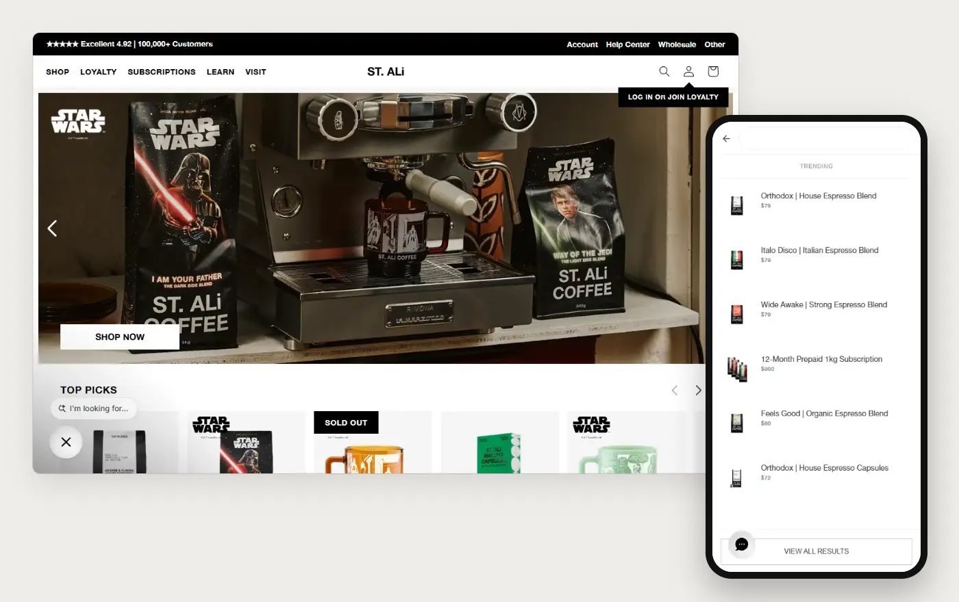 ST. ALi's Shopify store homepage on desktop and mobile, captured on 11 October 2026