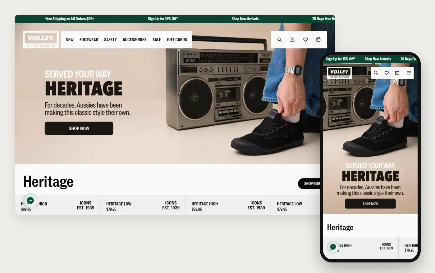 Volley homepage on a computer and a phone, 19 October 2026