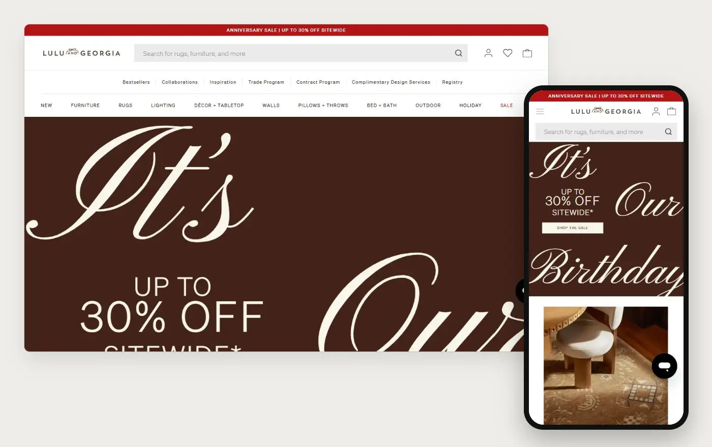 Lulu and Georgia's Shopify store homepage on desktop and mobile, captured on 11 October 2026