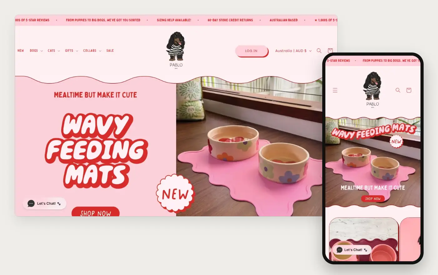 Pablo and Co's Shopify store homepage on desktop and mobile, captured on 10 October 2026