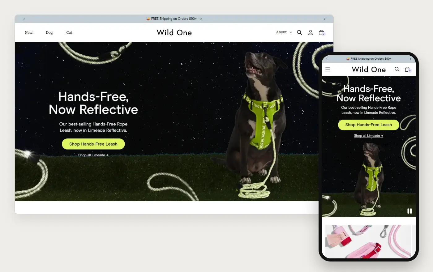 Wild One's Shopify store homepage on desktop and mobile, captured on 10 October 2026