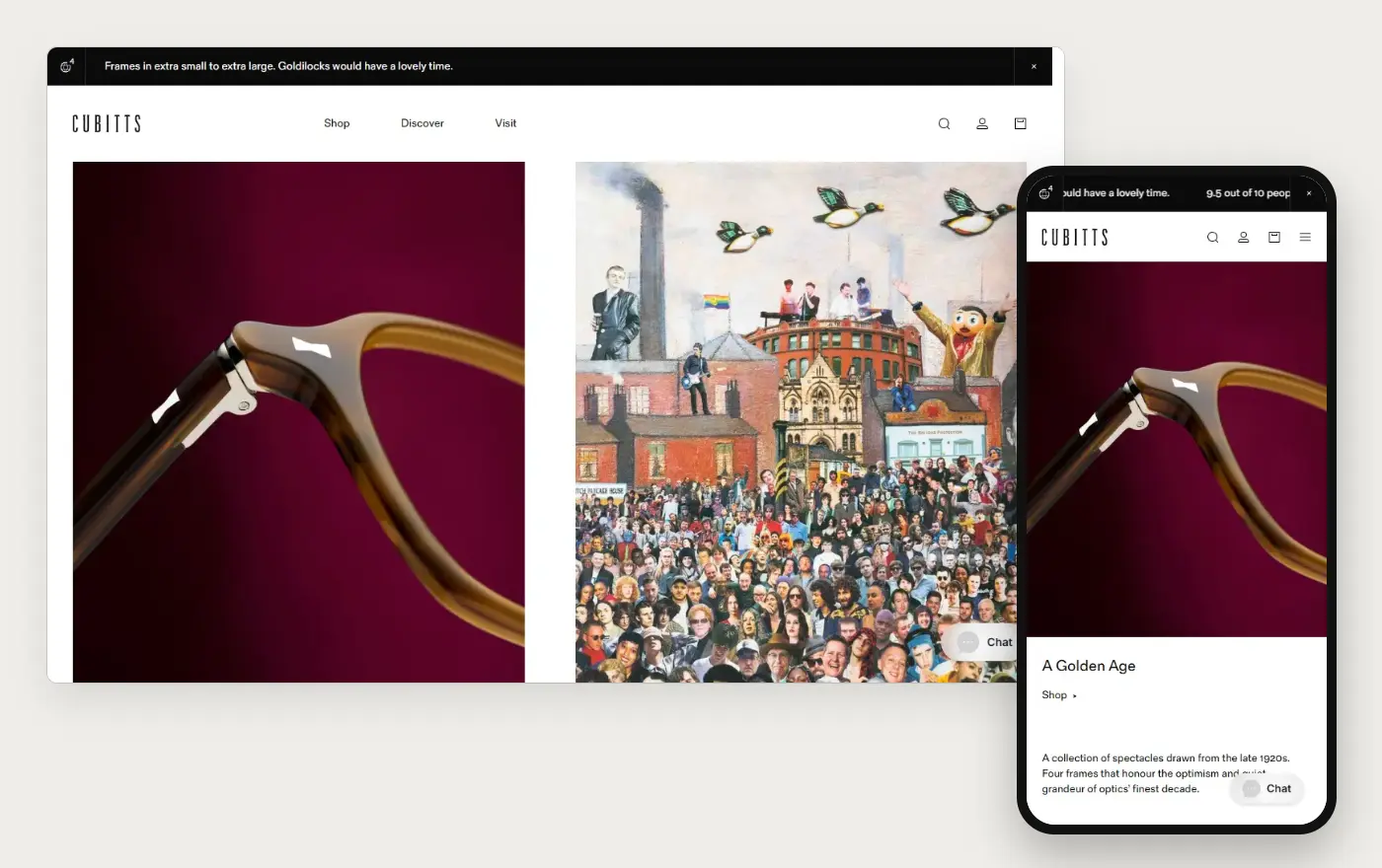 Cubitts online store at desktop and phone width, 20 October 2026