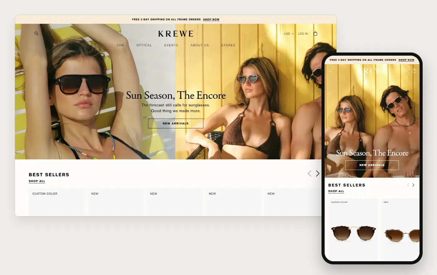 Krewe online store at desktop and phone width, 20 October 2026