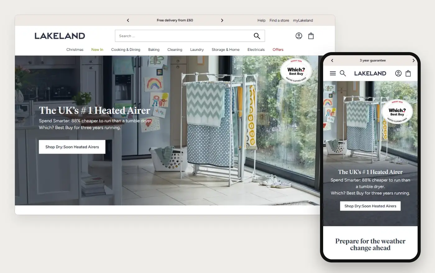 Lakeland online store at desktop and phone width, 20 October 2026
