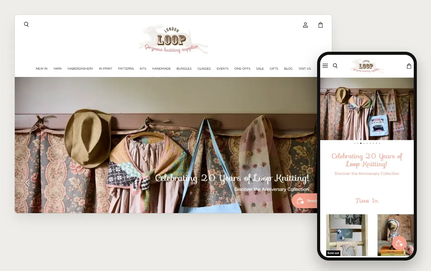 Loop London online store at desktop and phone width, 20 October 2026
