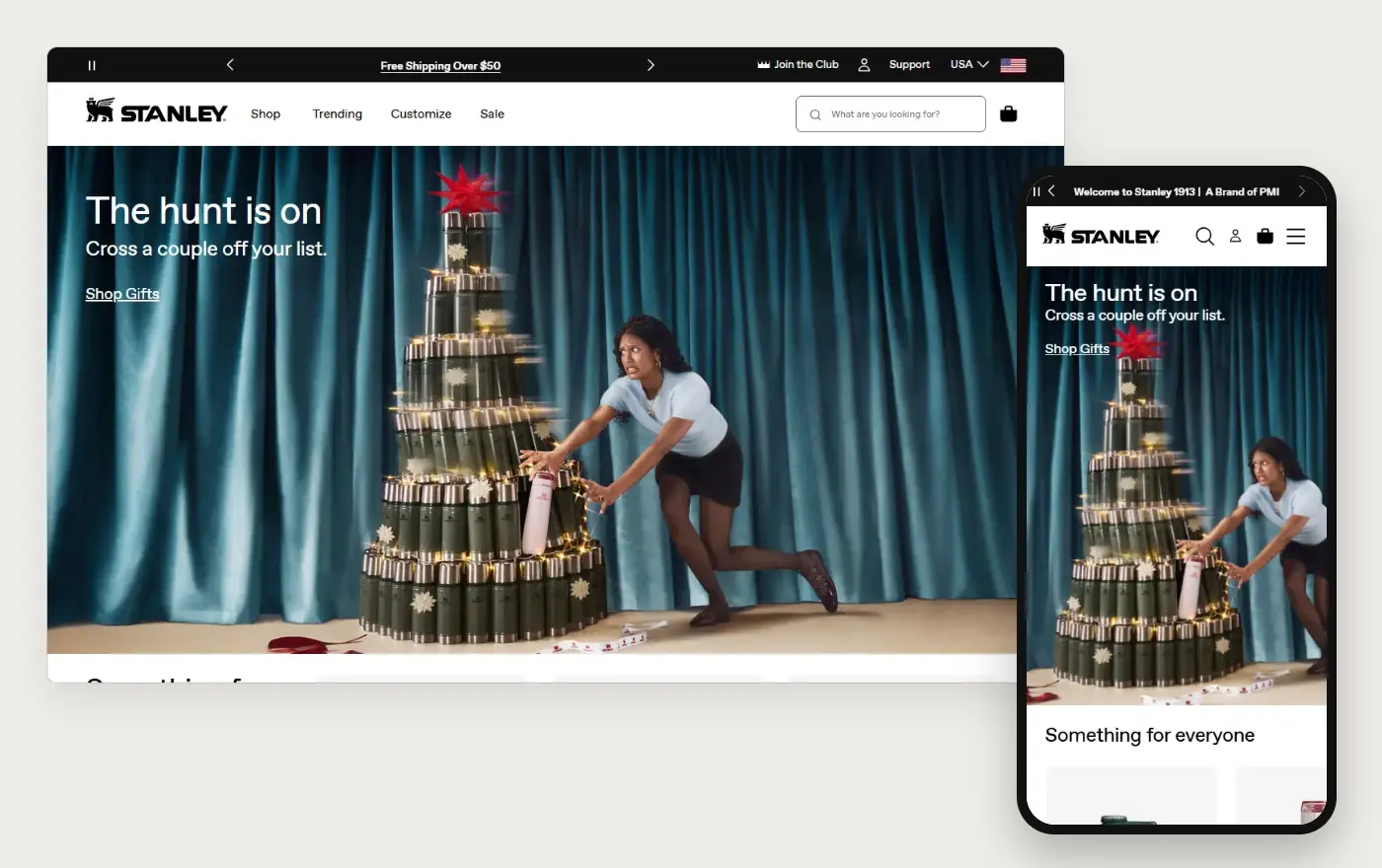 Stanley's Shopify store homepage on desktop and mobile, captured on 11 October 2026