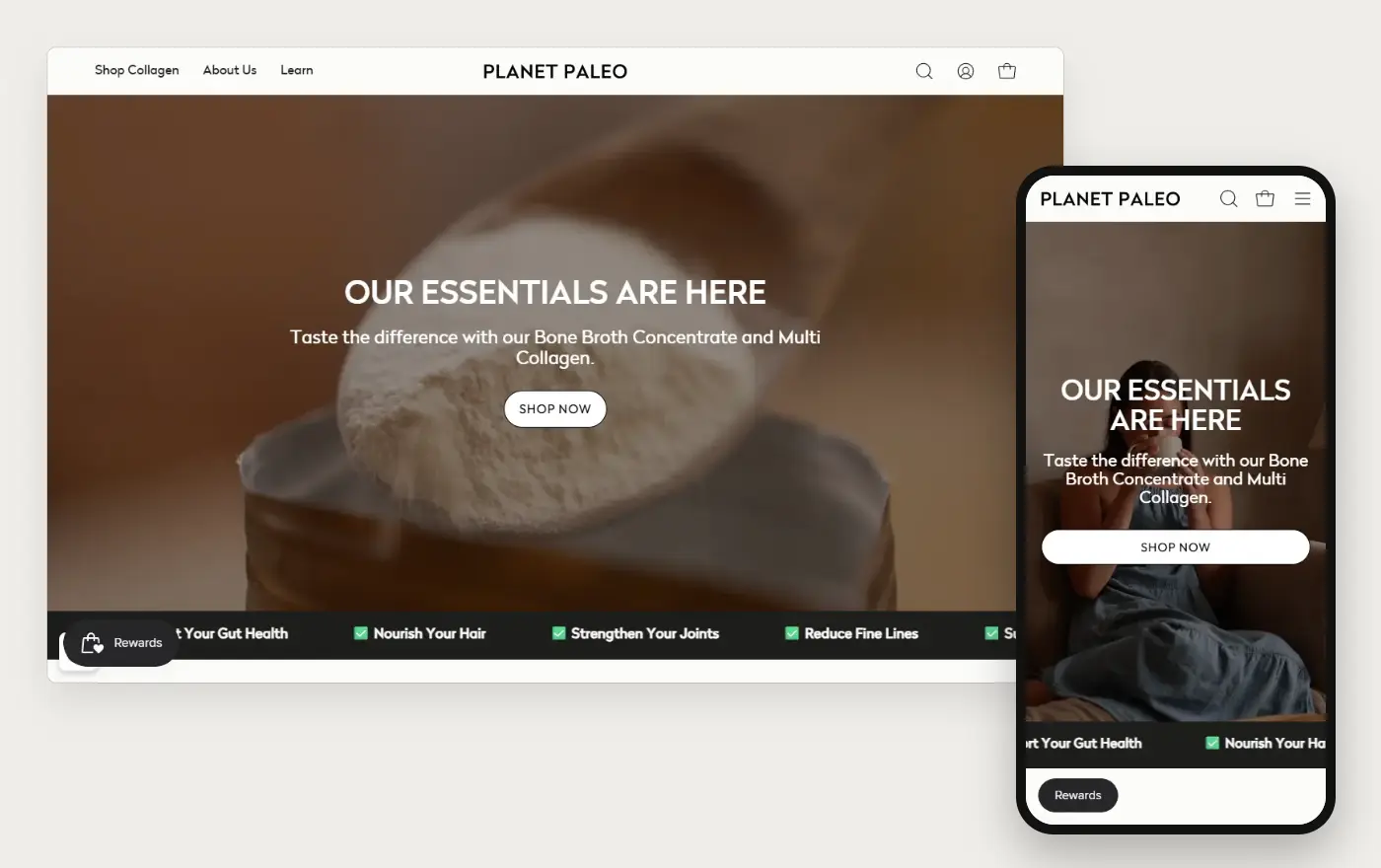 Planet Paleo home page in a desktop browser and on a phone, 20 October 2026