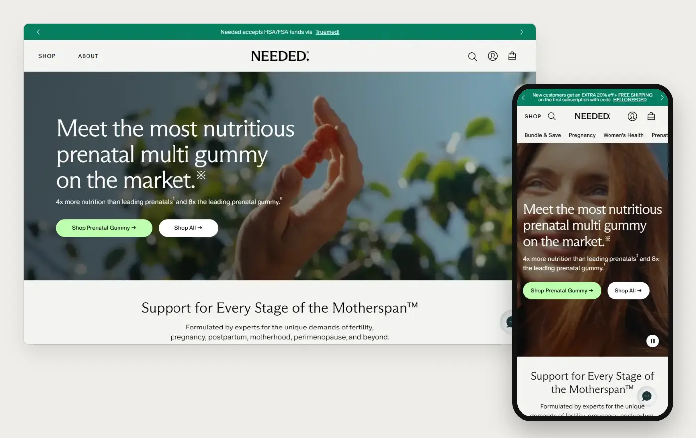 Needed home page in a desktop browser and on a phone, 20 October 2026
