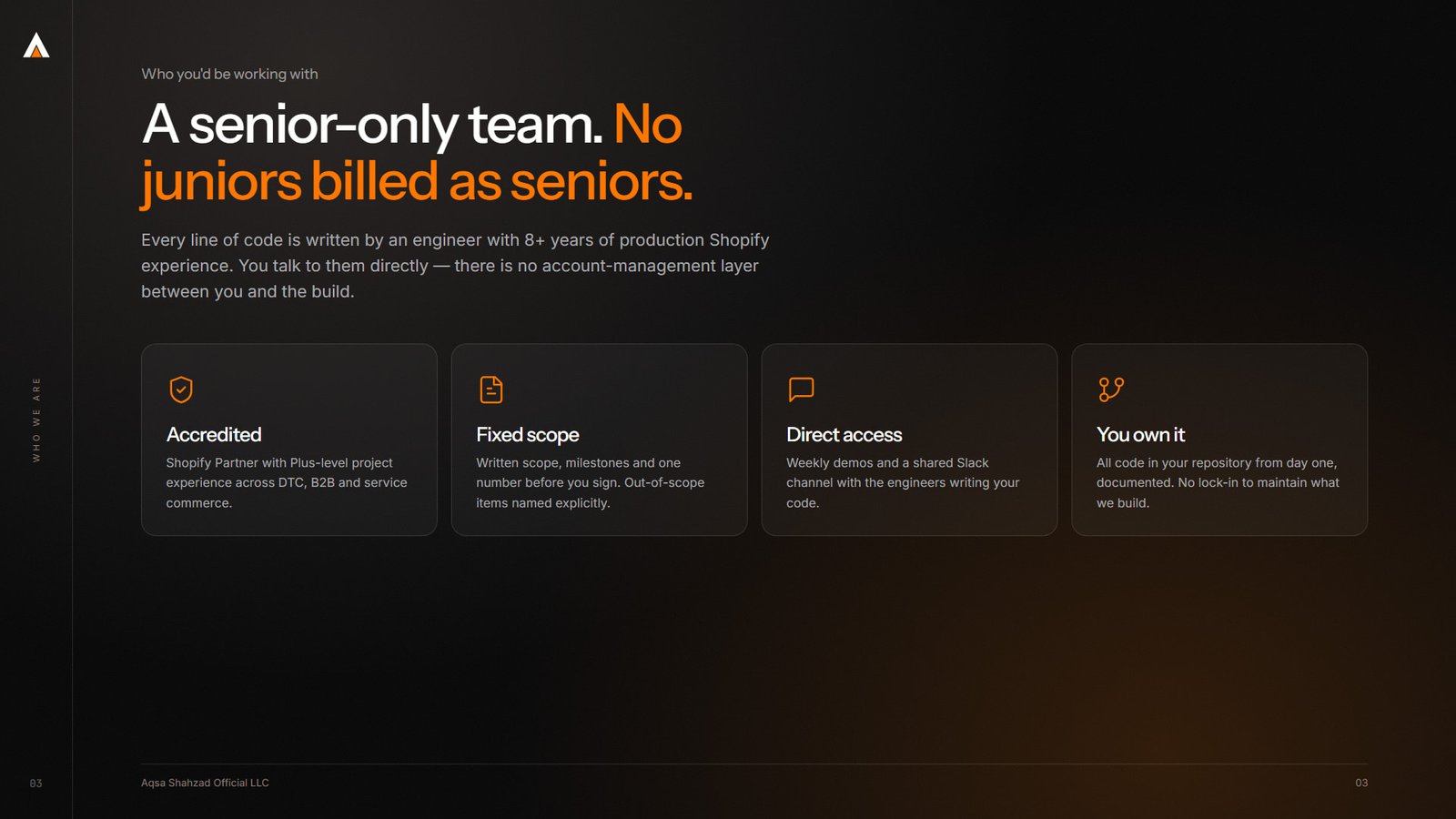 Capabilities deck, slide 3 of 17